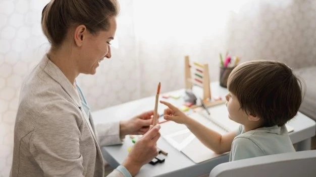 A mother engaging with her toddler during an educational activity, fostering communication. Learn how to give your toddler choices for better behavior.