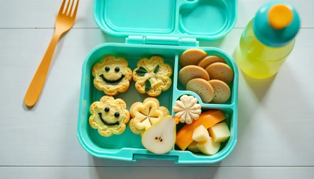 8. Scrambled Egg Muffins, Crackers & Pear Slices
